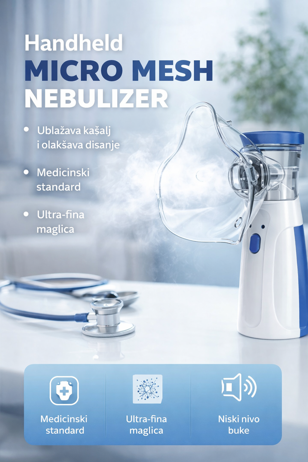 💨Micro Mesh Nebulizer - Olakšaj Teško Disanje, Smanji Pritisak u Grudima i Diši Slobodnije