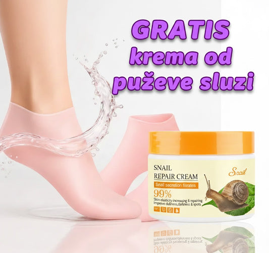 Magične Silikonske Čarape + KREMA GRATIS – Za Meka i Glatka Stopala Bez Pukotina!